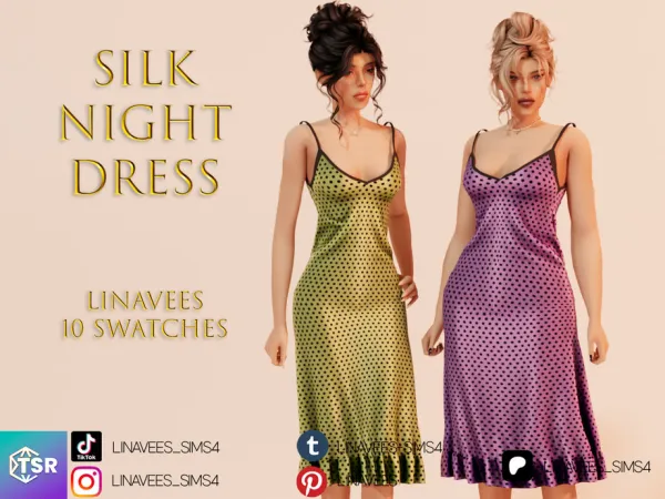 Alpha MEREDITH SILK NIGHTDRESS by linavees - The Sims 4 Custom Content