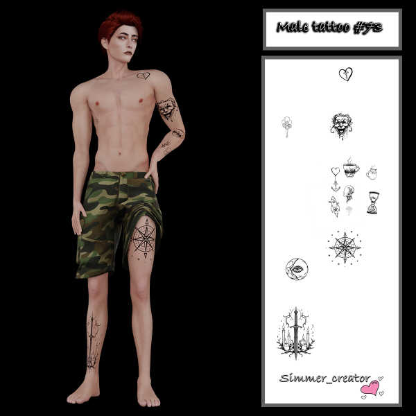 Alpha Male tattoo 73 by simmer_creator - The Sims 4 Custom Content