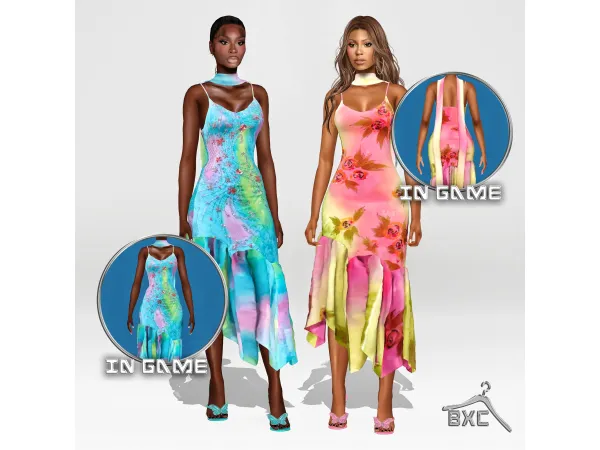 Alpha CORAL SILK GOWN by Baddiexsimmer - The Sims 4 custom content
