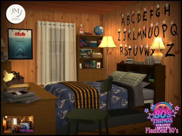 Mix Flashbeat 80s Things bedroom set - The Sims 4 Custom Content