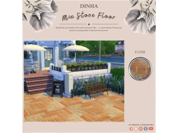 Alpha Mix Stone Floor - The Sims 4 Custom Content