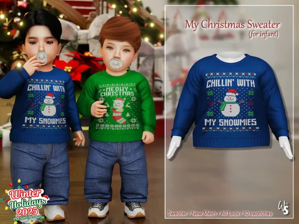 Alpha My Ugly (Coolest) Christmas Sweater for infant - The Sims 4 Custom Content