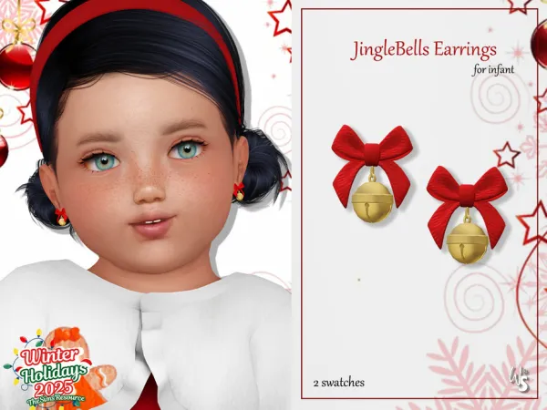 Alpha JingleBells Earrings for infant - The Sims 4 Custom Content