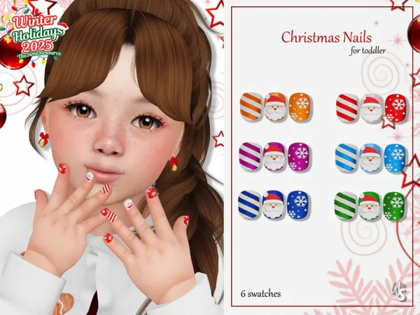 Alpha Christmas Nails for toddler - The Sims 4 Custom Content