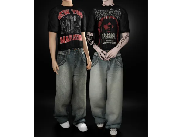 Alpha SHIRT DEATHBLACK AND BAGGY - The Sims 4 Custom Content