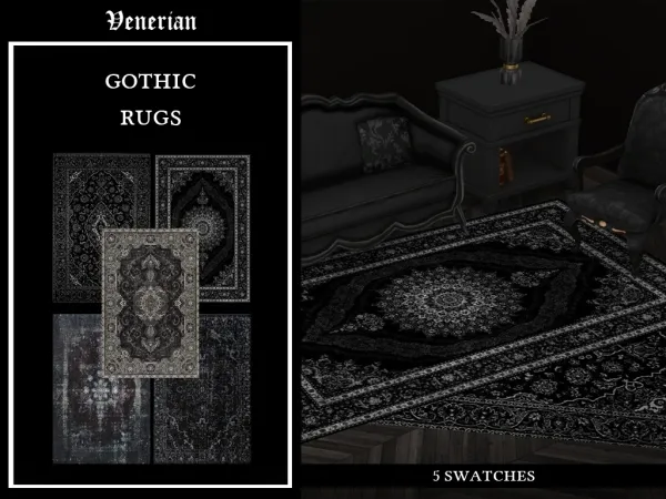 Alpha Gothic Rugs by Venerian - The Sims 4 Custom Content