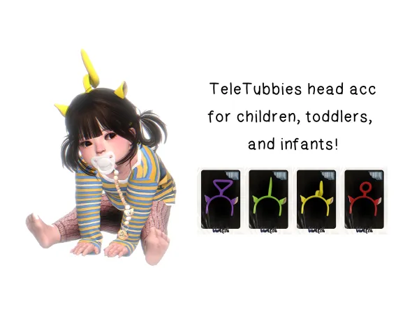 Mix TeleTubbies head acc for children toddlers and infants by v - The Sims 4 Custom Content