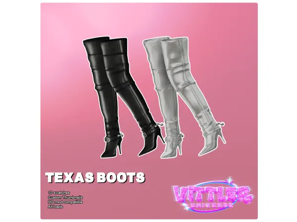 Alpha Texas Tight High Boots by VittlerUniverse - The Sims 4 Custom Content