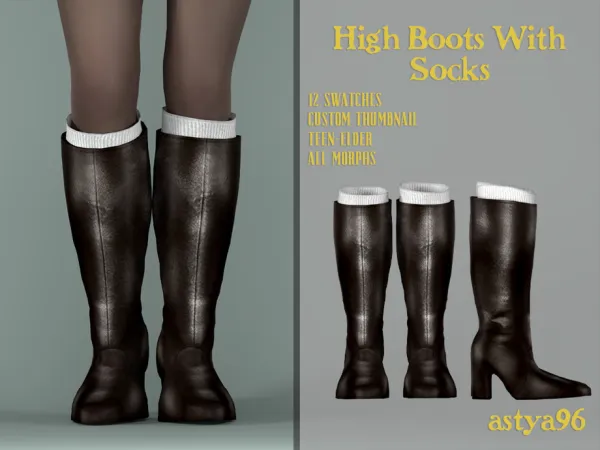 Alpha High Boots With Socks by astya96cc - The Sims 4 Custom Content