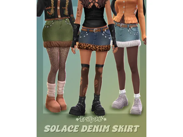 Maxis Match Solace Denim Skirt by trillyke - The Sims 4 Custom Content