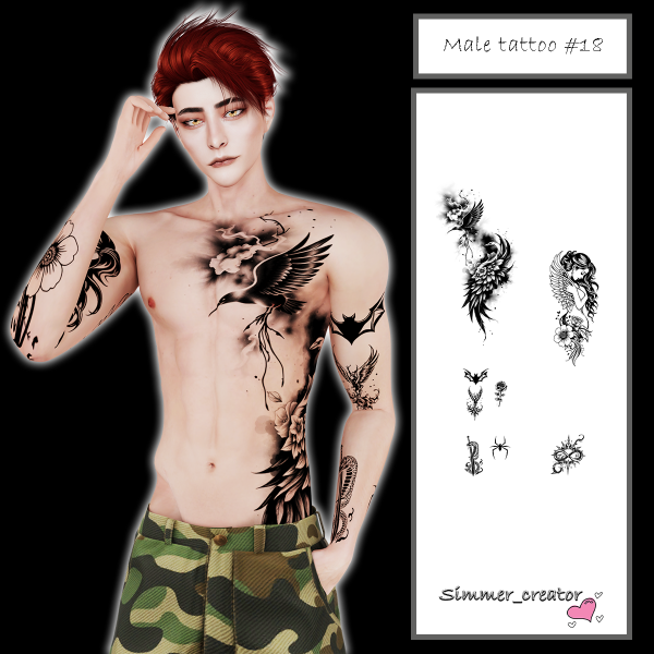 Mix Male tattoos 18 by simmer_creator - The Sims 4 Custom Content
