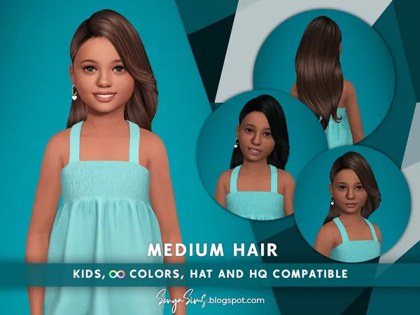 Alpha MEDIUM HAIR KIDS - The Sims 4 Custom Content