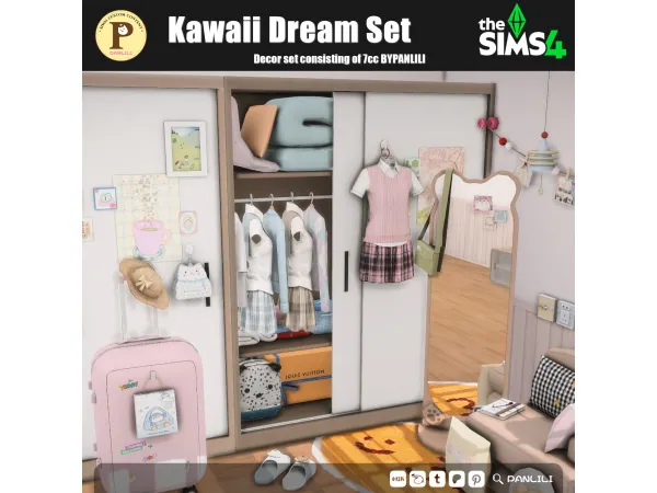 Mix Kawaii Dream Set by PANLILI - The Sims 4 Custom Content