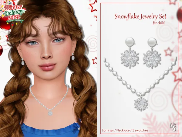 Alpha Snowflake Jewelry Set for child - The Sims 4 Custom Content