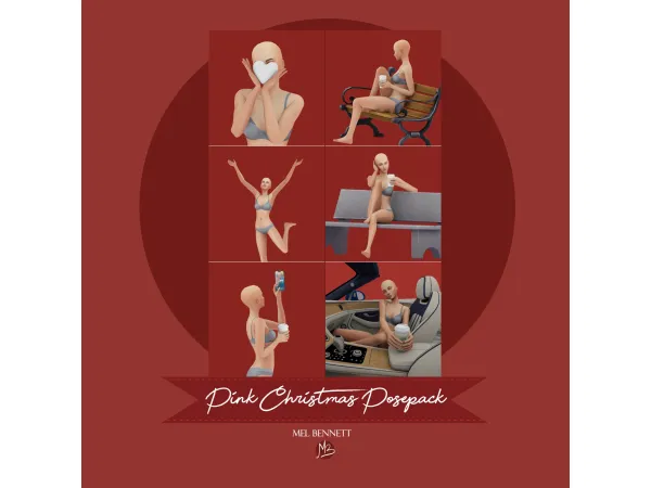 Mix Pink Christmas Posepack - The Sims 4 Custom Content