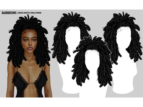 Alpha BADDDIESIMS LORENZO HAIRSTYLE FEMALE VERSION - The Sims 4 Custom Content