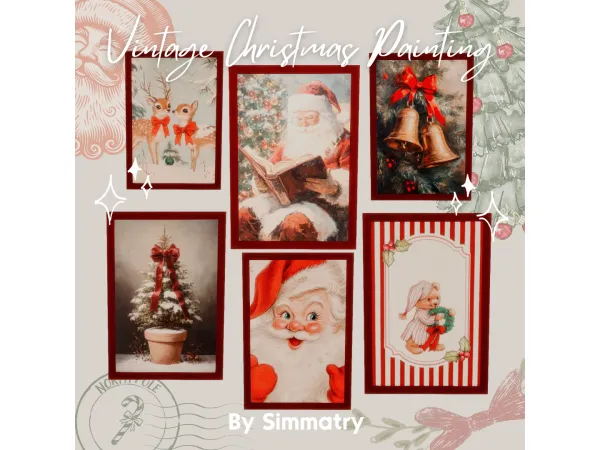 Mix vintage christmas painting simmatry - The Sims 4 Custom Content