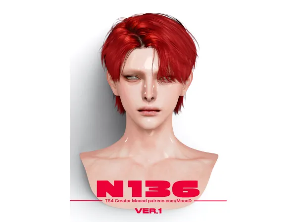 Alpha [SIMS4TS4] MoooD Hair N136 VER1 - The Sims 4 Custom Content