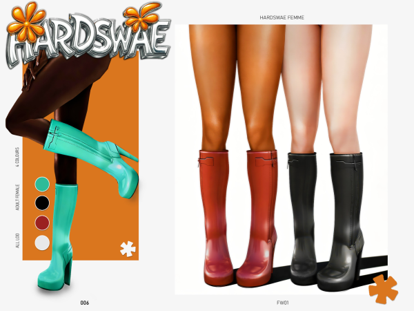 Alpha [HRDSWAE] FW2011 LV Fetish Rubber Boots by simsfinds - The Sims 4 Custom Content
