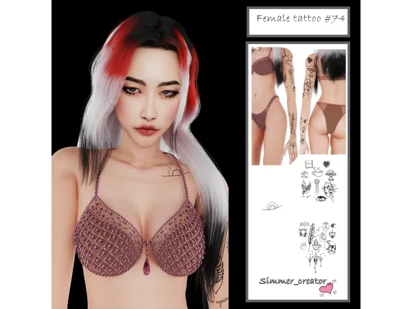 Mix Female tattoo 74 - The Sims 4 Custom Content