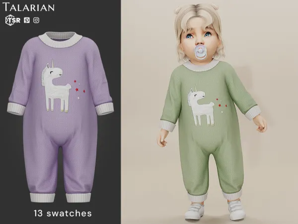 Mix Gianna Unicorn Knit Jumpsuit (Infant) by talarian - The Sims 4 Custom Content