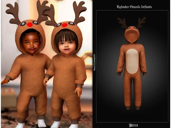Alpha Becca Xmas Collection Reinder onesie - The Sims 4 Custom Content