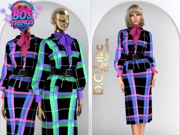 Alpha 80's Diana Royal Power Chic Outfit DO2076 - The Sims 4 Custom Content