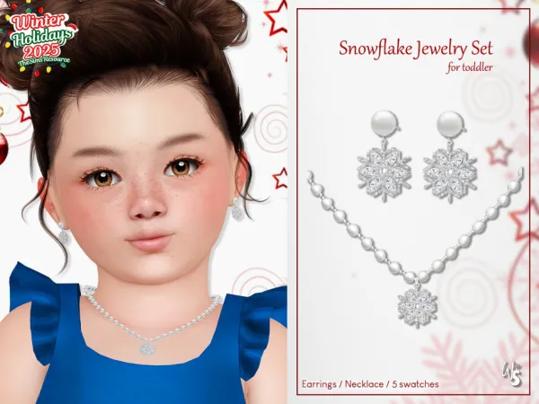 Alpha Snowflake Jewelry Set for toddler - The Sims 4 Custom Content