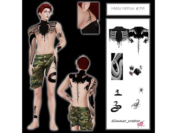 Mix Male tattoo 75 - The Sims 4 Custom Content