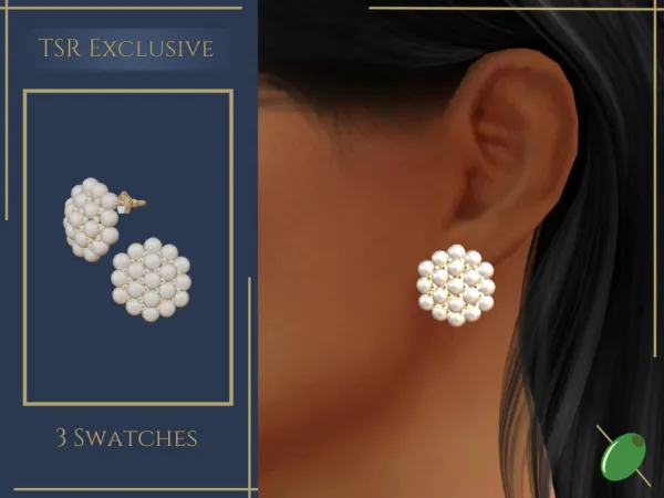 Alpha Pearl Cluster Earrings - The Sims 4 Custom Content