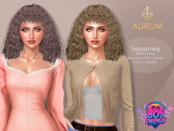 Alpha Sigourney Hairstyle 80s Long Curly Shag with Fringe - The Sims 4 Custom Content