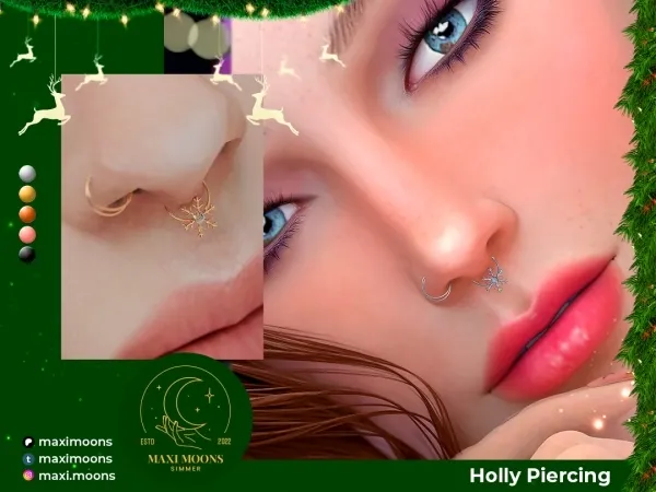 Alpha Holly Piercing - The Sims 4 Custom Content