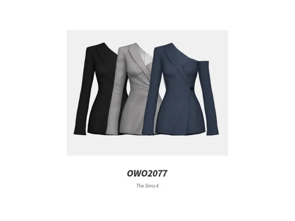 Maxis Match OWO2077 One Shoulder Blazer Mini Dress - The Sims 4 Custom Content