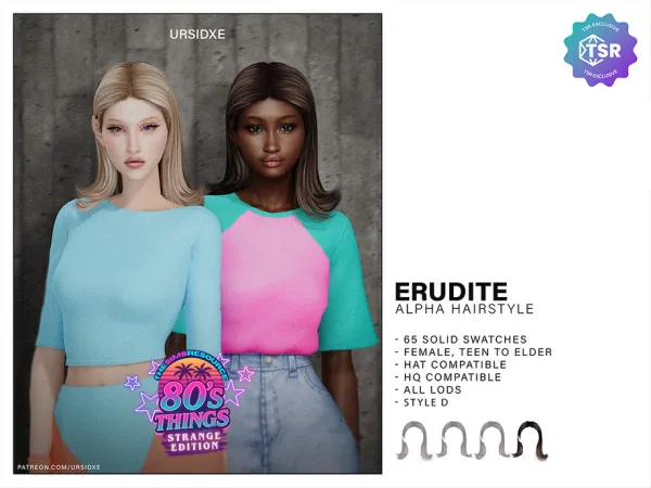 Alpha EURDITE (Hairstyle) Style D by Ursidxe - The Sims 4 Custom Content
