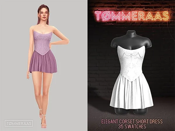 Alpha Tu00d8MMERAAS Elegant Corset Short Dress - The Sims 4 Custom Content