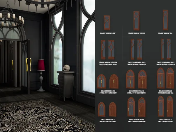 Alpha Midnight Manor Windows and Doors - The Sims 4 Custom Content