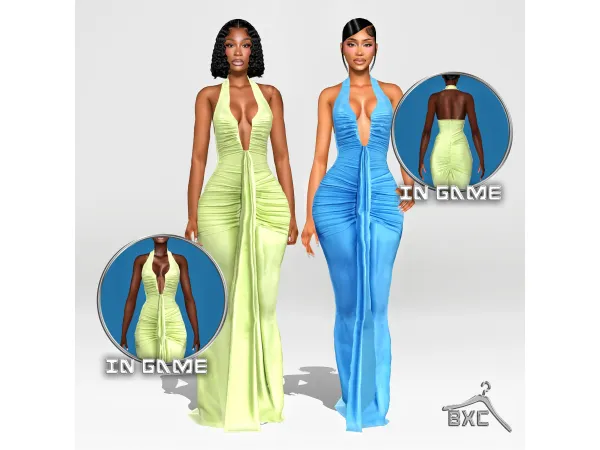 Alpha ROSETTA MAXI DRESS by Baddiexsimmer - The Sims 4 Custom Content