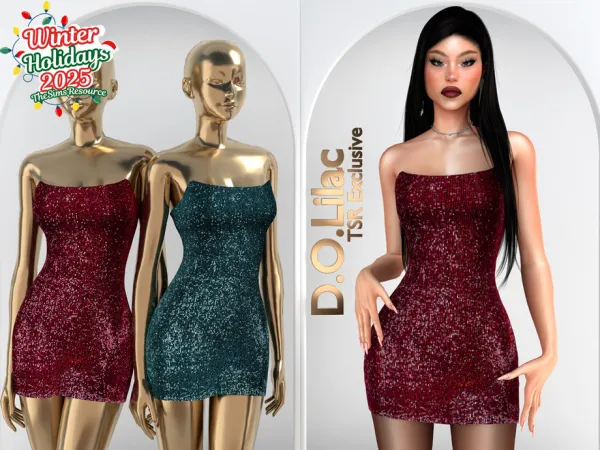 Alpha Embroidered Beaded Mini Dress DO2080 by DOLilac - The Sims 4 Custom Content