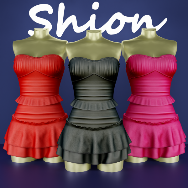 Alpha Shion Xena Sweetheart Ruffle Dress by shion_sims - The Sims 4 Custom Content