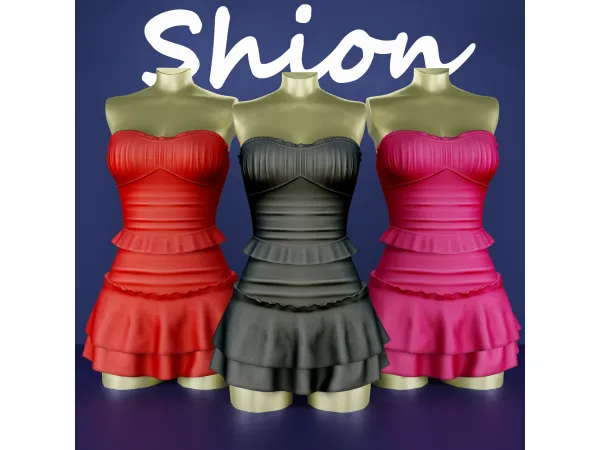 Alpha Shion Xena Sweetheart Ruffle Dress - The Sims 4 Custom Content