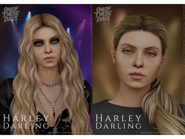 Alpha Harley Darling (Taylor Momsen) SKIN ( contouring eyeshadow lipstick tray files) - The Sims 4 Custom Content
