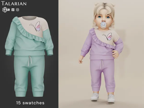 Mix Aria Butterfly Ruffle Outfit (Infant) by talarian - The Sims 4 Custom Content