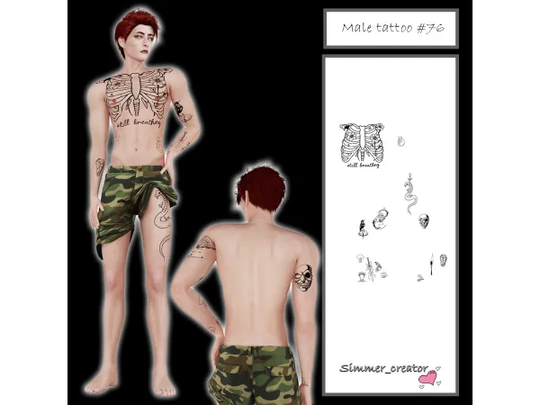 Mix Male tattoo 76 - The Sims 4 Custom Content
