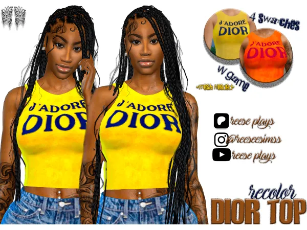 Alpha Vintage J'adore DIOR Top by Reese Plays - The Sims 4 Custom Content