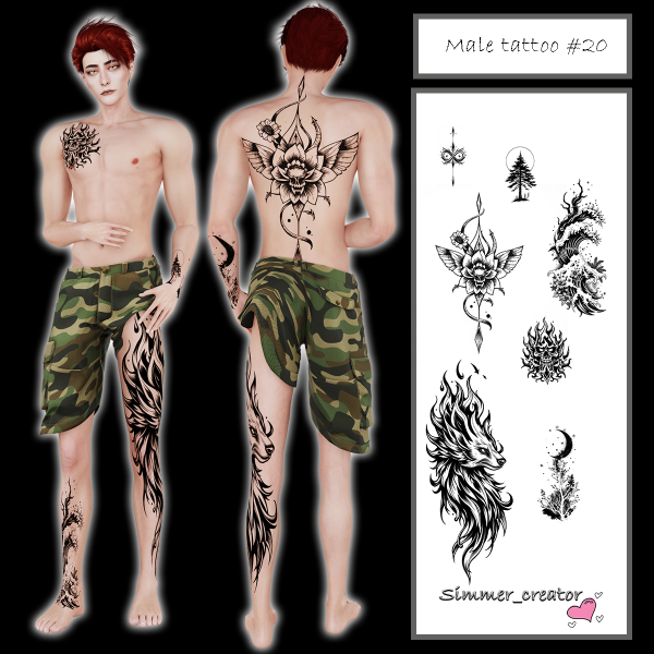 Mix Male tattoos 20 by simmer_creator - The Sims 4 Custom Content