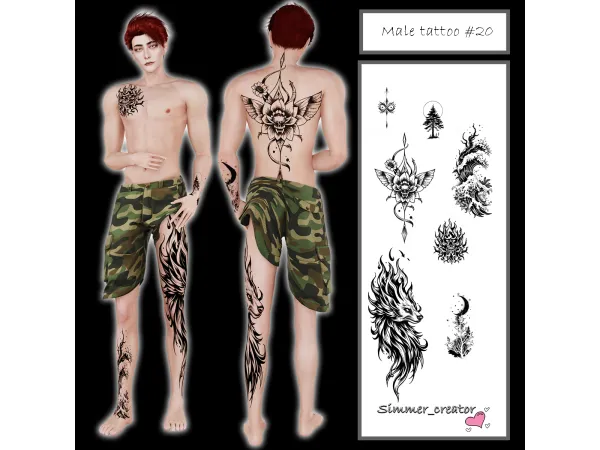 Mix Male tattoos 20 - The Sims 4 Custom Content