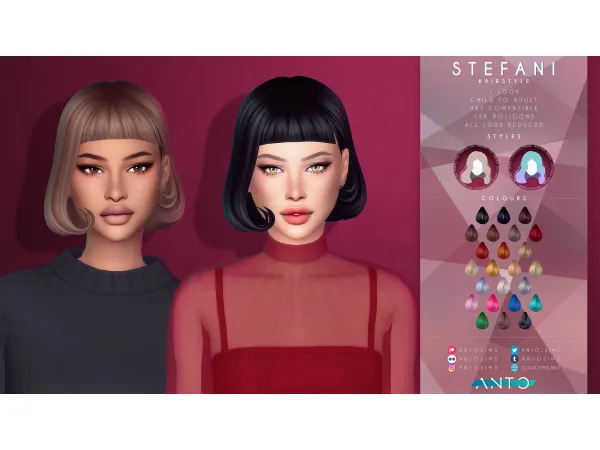 Maxis Match Stefani Hairstyle by AntoSims - The Sims 4 Custom Content