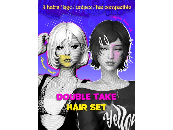 Maxis Match Double Take Hair Set by wotunciba - The Sims 4 Custom Content