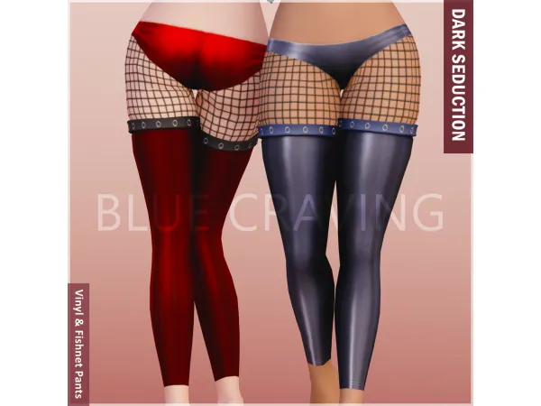 Alpha Blue Craving Vinyl Fishnet Pants - The Sims 4 Custom Content