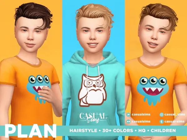 Alpha Plan Hairstyle Children - The Sims 4 Custom Content